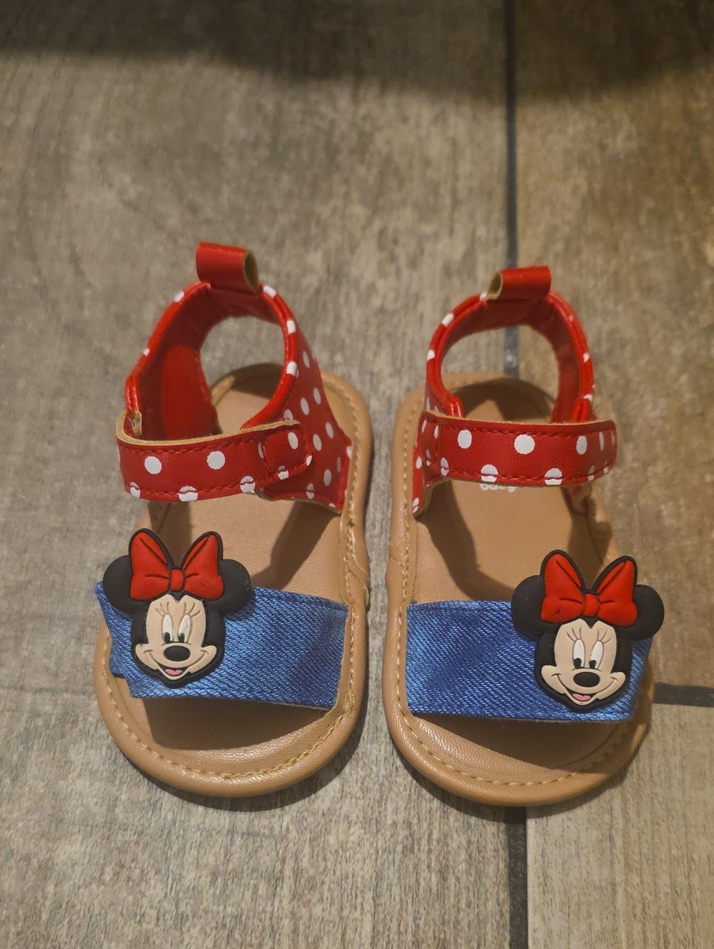 Disney Toddler Minnie Mouse Red Polka & Blue Strap Sandals